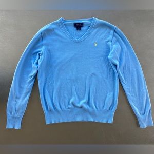 XS Woman (Kids Large) Sky Blue Ralph Lauren V-Neck Sweater